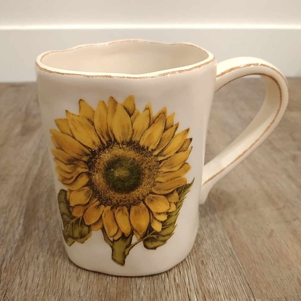 Vtg Sunflower Ceramic Coffee Mug Spring Summer Cottagecore Garden Fairycore